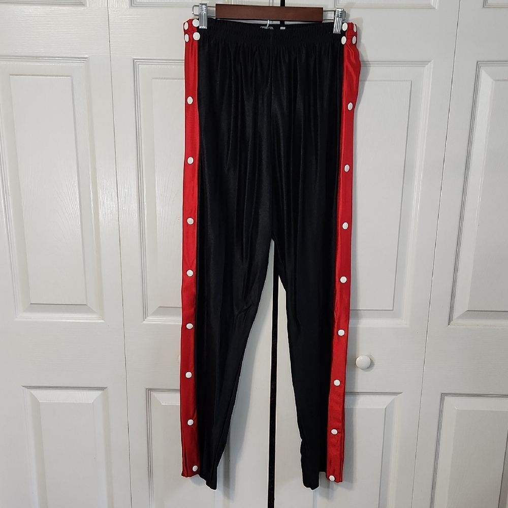 Vintage Game Gear Black Red Tear‎ Away Snap Track Pants Size SM/Med Sports Retro
